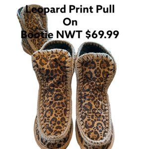 Leopard Print Pull on vegan bootie